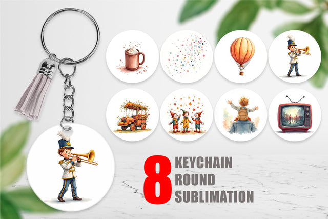 Keychain Watercolor Thanksgiving Parade Sublimation artnoy 