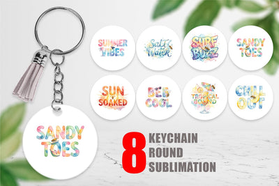 Keychain Watercolor Tropical Summer Bee Vacation Quotes Sublimation artnoy 