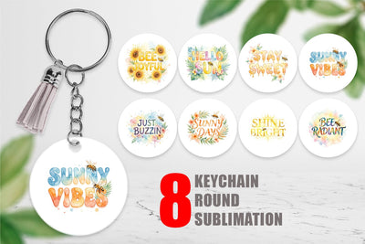 Keychain Watercolor Tropical Sunshine Bee Quotes Sublimation artnoy 