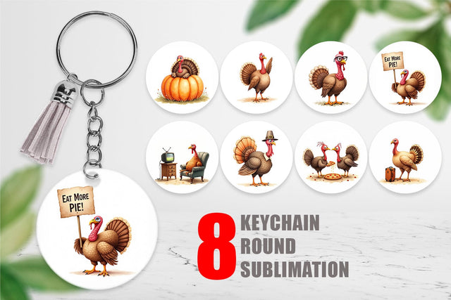 Keychain Watercolor Turkey Day Off Sublimation artnoy 