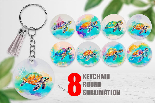 Keychain Watercolor Turtle Sublimation artnoy 