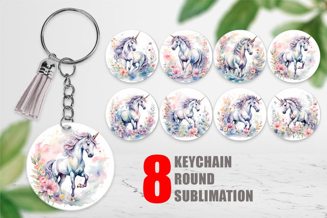 Keychain Watercolor Unicorn Sublimation artnoy 