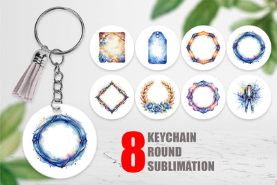 Keychain Watercolor Western Frame Sublimation artnoy 