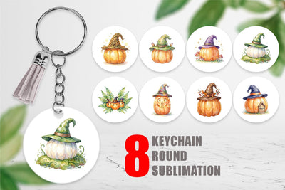 Keychain Watercolor Whimsical Woodland Witch Hat Sublimation artnoy 
