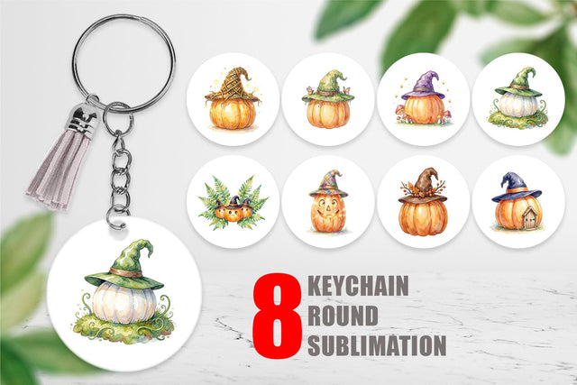 Keychain Watercolor Whimsical Woodland Witch Hat Sublimation artnoy 