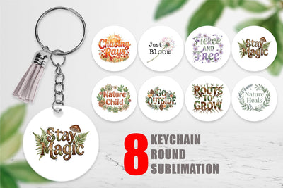 Keychain Watercolor Wildflower Boho Growth Quote Sublimation artnoy 