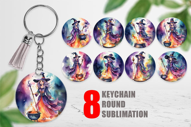 Keychain Watercolor Witch Sublimation artnoy 