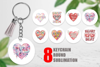 Keychain Watercolor Wonky Imperfect Heart Art Quotes Sublimation artnoy 
