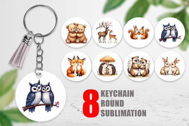 Keychain Watercolor Woodland Romance Sublimation artnoy 