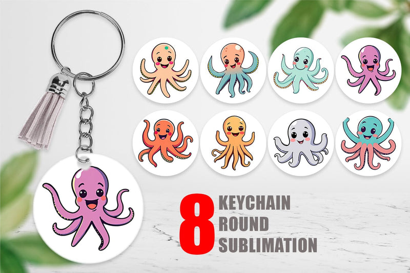 Keychain Waving Octopus Sublimation artnoy 