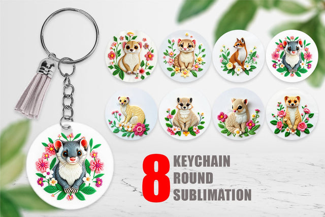 Keychain Weasel Embroidery Sublimation artnoy 