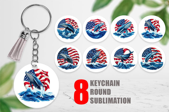 Keychain Whale 4th of July Sublimation artnoy 