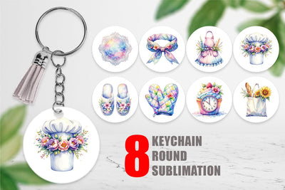 Keychain Whimsical Apron & Chef Hat Sublimation artnoy 