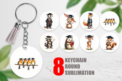 Keychain Whimsical Woodland Graduates Sublimation artnoy 