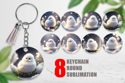 Keychain White Bird Christmas Sublimation artnoy 