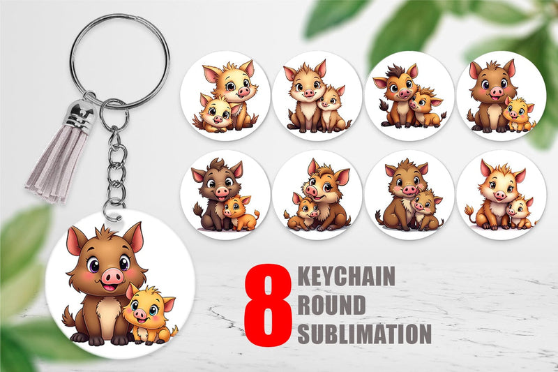 Keychain Wild Boar Mother's Day Sublimation artnoy 