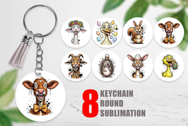 Keychain Wild Easter Animal Sketch Sublimation artnoy 