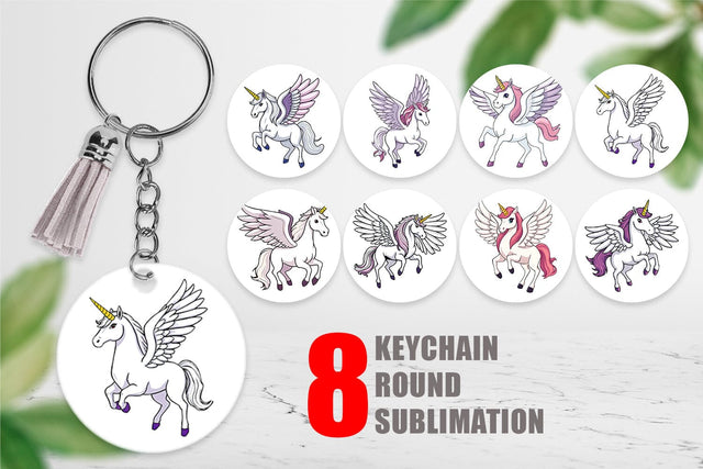 Keychain Winged Unicorn Sublimation artnoy 