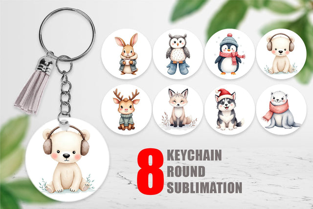 Keychain Winter Animals Sublimation artnoy 