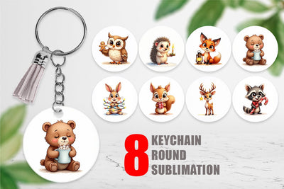 Keychain Winter Glow Whimsical Animals Sublimation artnoy 