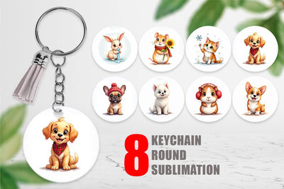 Keychain Winter Pets Parade Sublimation artnoy 