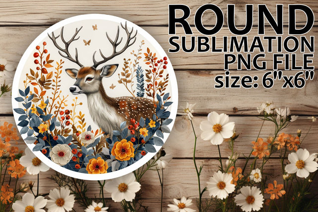 Keychain with Deer and Flowers Sublimation Design Sublimation afrosvg 