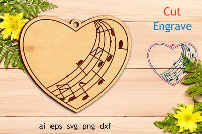 Keychain with music notes laser cut, Engraving svg SVG AnastasiyaArtDesign 