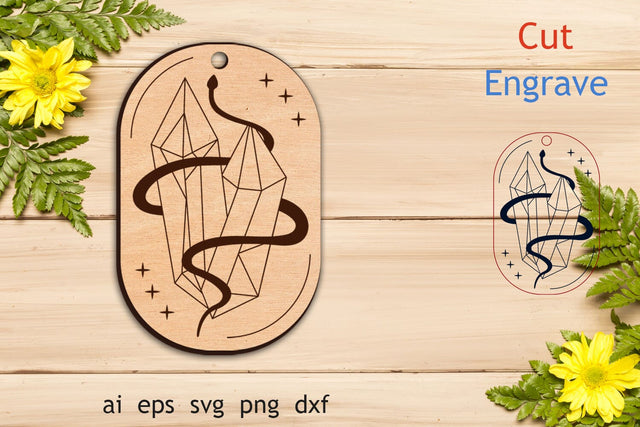 Keychain with snake laser cut, Mystical svg, Glowforge engraved file SVG AnastasiyaArtDesign 