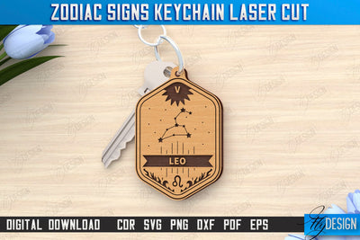 Keychain with Zodiac Sign Laser Cut | Astrology Design | Leo | CNC File SVG Fly Design 