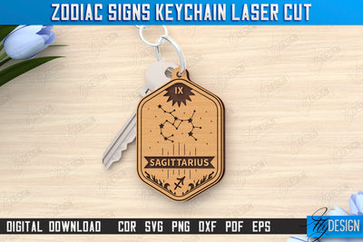 Keychain with Zodiac Sign Laser Cut | Astrology Design | Sagittarius | CNC File SVG Fly Design 