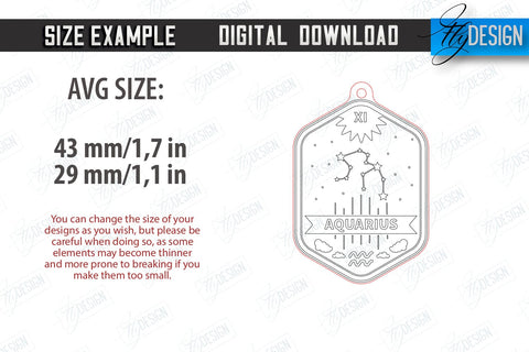 Keychain with Zodiac Sign Laser Cut Bundle | Astrology Design | CNC Files SVG Fly Design 