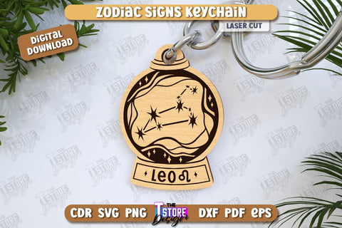 Keychain with Zodiac Signs Laser Cut Bundle | Astrology Design | CNC Files SVG The T Store Design 