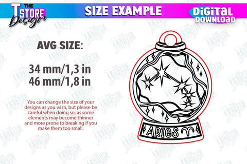 Keychain with Zodiac Signs Laser Cut Bundle | Astrology Design | CNC Files SVG The T Store Design 