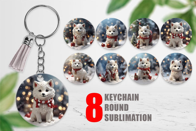 Keychain Wolf Christmas Sublimation artnoy 
