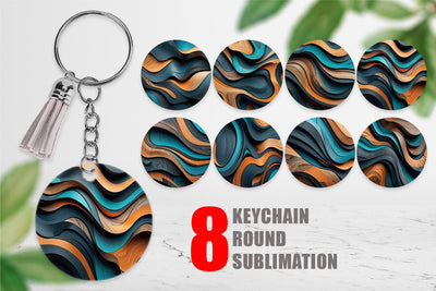 Keychain Wooden Waves Sublimation artnoy 