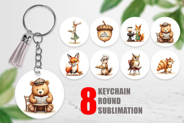 Keychain Woodland Animal Cafe Sublimation artnoy 