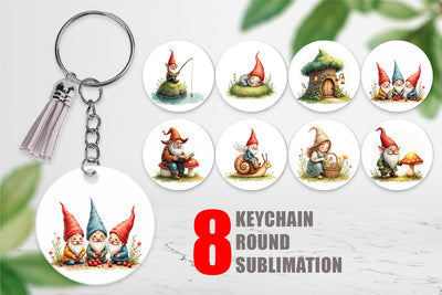 Keychain Woodland Gnomes Sublimation artnoy 