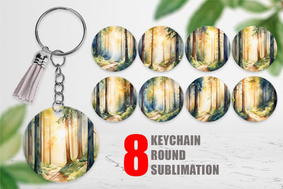 Keychain Woodland Watercolor Sublimation artnoy 