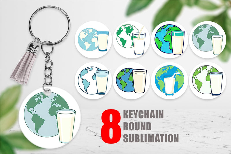 Keychain World with Milk Glass Sublimation artnoy 