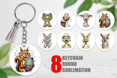 Keychain Zany Easter Animal Sublimation artnoy 