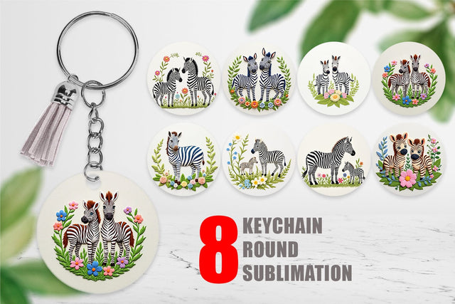 Keychain Zebra Embroidery Sublimation artnoy 