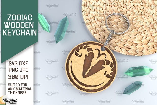 Keychain ZODIAC Laser Cut. ZODIAC Sign Keychain SVG SVG Evgenyia Guschina 