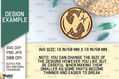 Keychain ZODIAC Laser Cut. ZODIAC Sign Keychain SVG SVG Evgenyia Guschina 