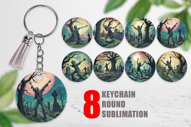 Keychain Zombie Halloween Sublimation artnoy 