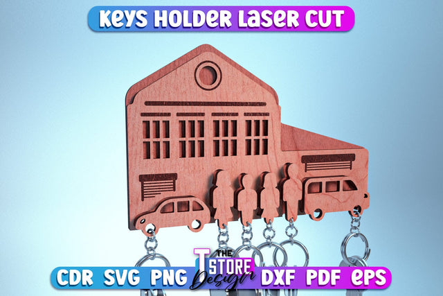 Keys Holder Laser Cut | Home Décor | Decorative Keys Holder | CNC Files SVG The T Store Design 