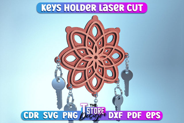 Keys Holder Laser Cut | Home Décor | Decorative Keys Holder | CNC Files SVG The T Store Design 