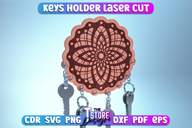 Keys Holder Laser Cut | Home Décor | Decorative Keys Holder | CNC Files SVG The T Store Design 
