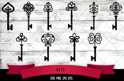 Keys Vector Bundle - JPG, SVG, PNG, EPS - Digital Download with Commercial License for Cricut, Silhouette, Scan N Cut Crafting SVG Loveleen Kaur 