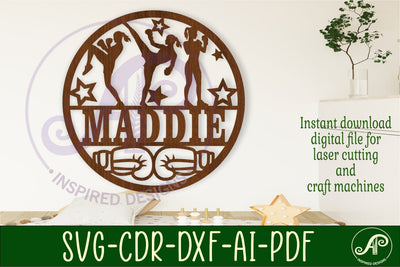 Kickboxing female themed name sign svg laser SVG APInspireddesigns 