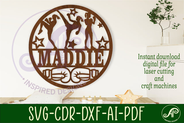 Kickboxing female themed name sign svg laser SVG APInspireddesigns 